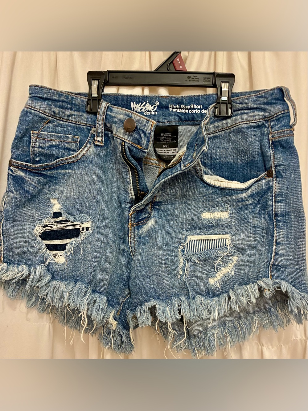 High-Rise Distressed Denim Shorts - Light Blue🌼